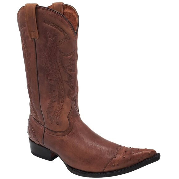 Black Rooster Other - Cowboy Boots 8M Brown Ostrich Pointed Toe Leather Cowboy Western Black Rooster